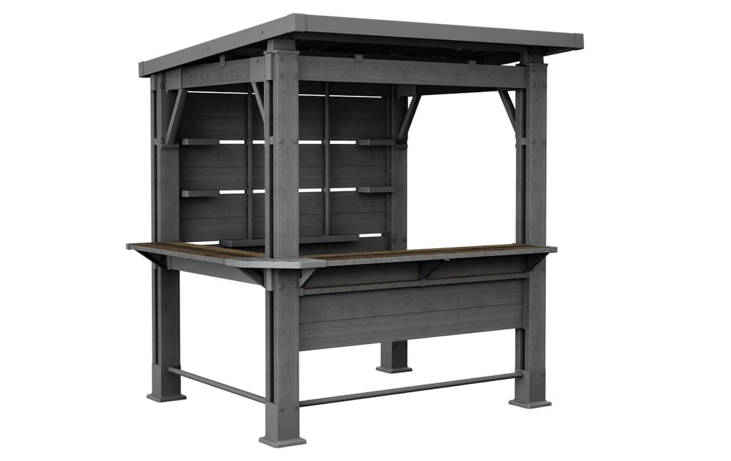 Keter Bar Gazebo Gartenpavillon mit integriertem Bartresen, wetterfest, H238 x B230 x T200 cm, DecoCoat Holzoptik in Walnuss, aus Kunststoff & Metall