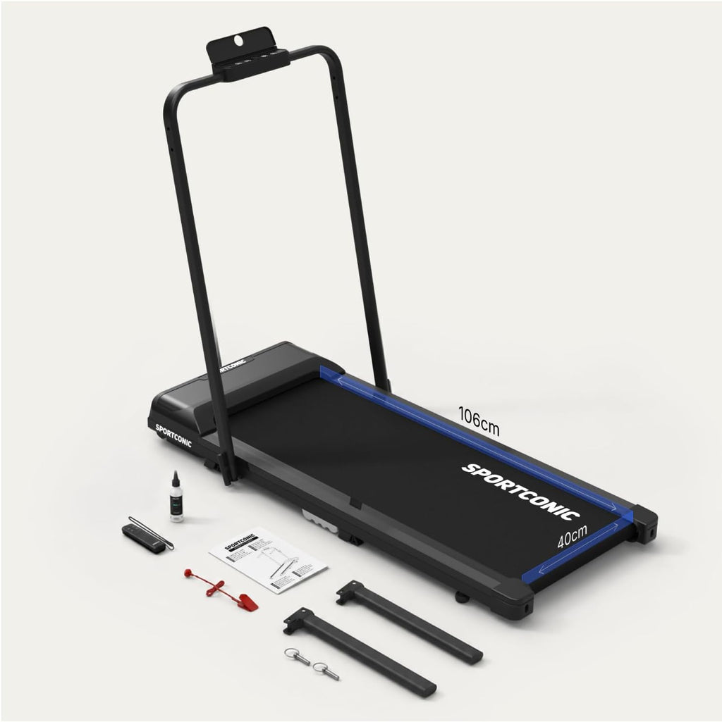 Sportconic Treadmill 1-12 km/h - Foldable & Electric for Home - Quiet Under Desk Use - Walking Pad with Incline, Tablet Holder