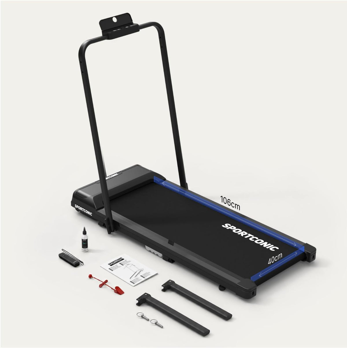 Sportconic Treadmill 1-12 km/h - Foldable & Electric for Home - Quiet Under Desk Use - Walking Pad with Incline, Tablet Holder