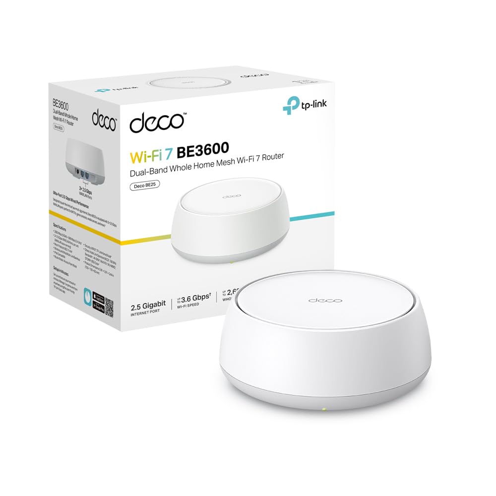 TP-Link Deco Mesh WiFi 7, up to 3.6 Gbps, Pack of 1, Deco BE3600