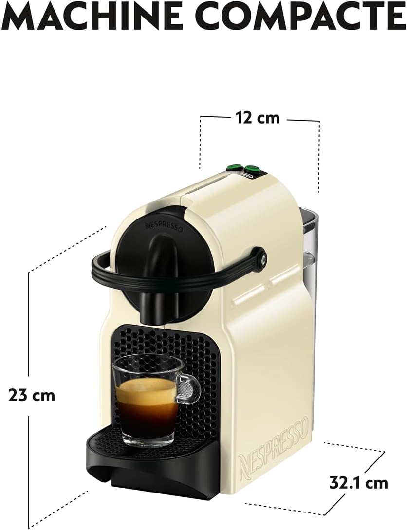 De'Longhi Nespresso Inissia EN80.CW, Automatic Coffee Machine, Single Cup Capsule Machine, Welcome Set Included, Compact Design, 19 Bars, 1260W, Vanilla Cream