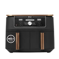 NINJA Foodi FlexDrawer Air Fryer, Dual Zone with Removable Divider, Large 10.4L Drawer, 7-in-1, Double Zone, Dishwasher Safe Non-Stick, Black & Copper, AF500EUCP