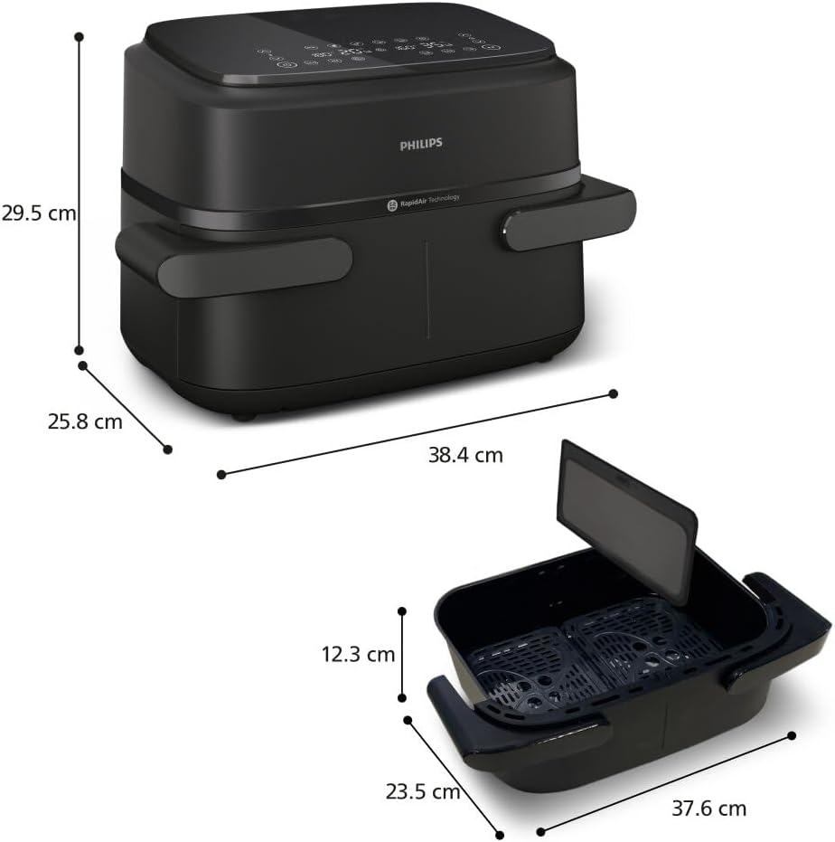 Philips 1000 Series NA154/00 Dual Basket Heißluftfritteuse 7,1L, 10 Funktionen, 2450W, Schwarz