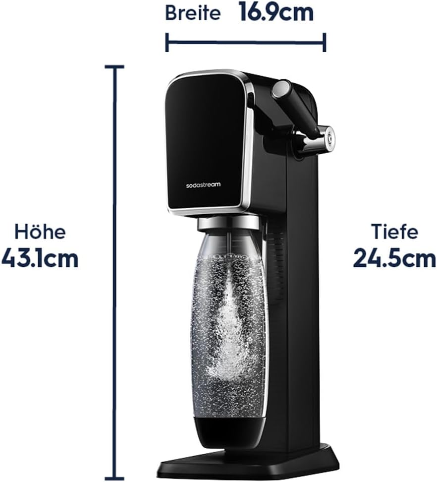 SodaStream ART Wassersprudler - 1x 1L Sprudlerflasche & CO2-Zylinder, Schwarz