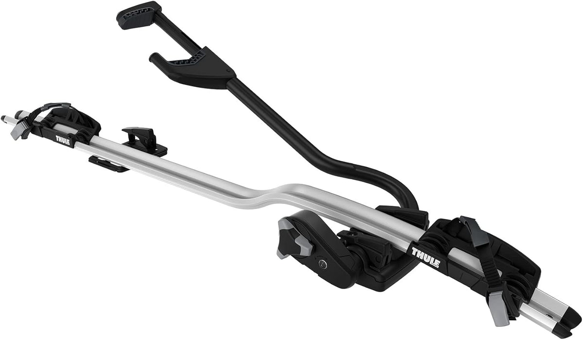Thule 598001 Dachträger-Fahrradhalter, 20 kg, Rahmen- & Radhalterung, TÜV/GS, Schloss, Schwarz