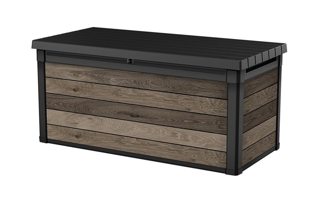 Keter Signature XXL Gartenbox 757L - Wetterbeständige Aufbewahrungsbox mit Gasdruckfedern - Kunststoff in Walnuss-Optik - 151x72x90 cm