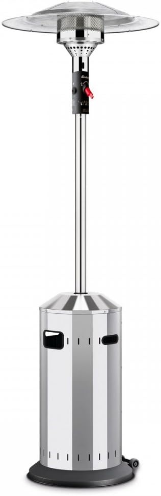 Enders Terrassenheizer Gas Elegance, Gas-Heizstrahler 9376, Heizpilz mit stufenloser Regulierung, Eco Plus Brenner, Transporträder, Umkippsicherung, Silber/Schwarz