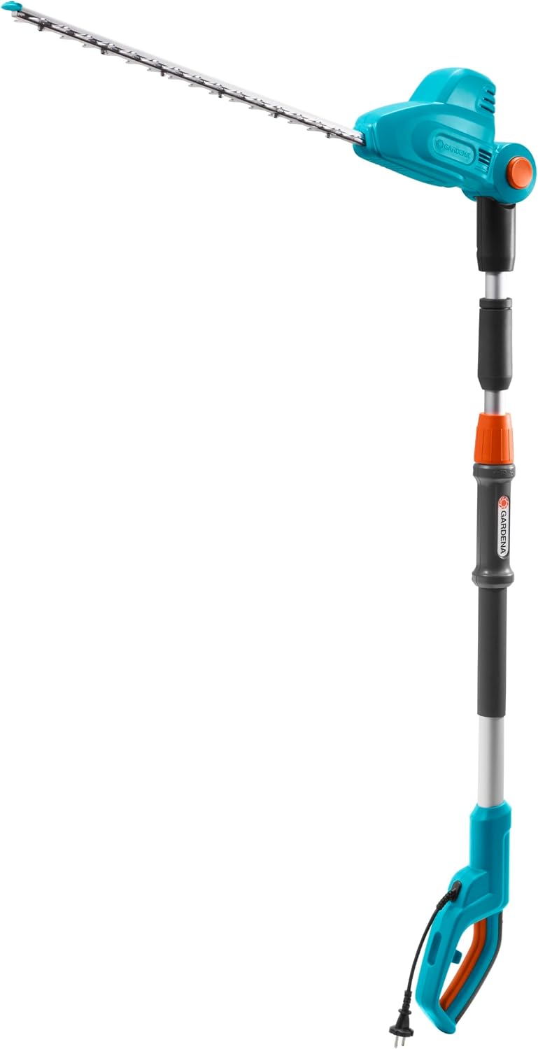 Gardena Teleskop-Heckenschere THS 500/48: Heckenschere mit 500 W, 3,5 m Reichweite, abwinkelbarer Kopf und Teleskopstiel, 48 cm Messerlänge, ergonomischer Griff und Anschlagschutz, (8883-20)