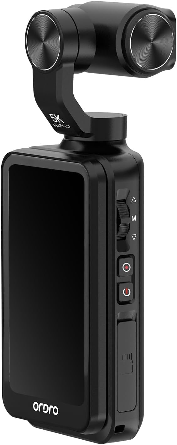ORDRO 5K Handheld-Videokamera, Vlogging-Camcorder, 3,5-Zoll-Dreh-Touchscreen, 3-Achsen-Stabilisierung, IR-Nachtsicht, WDR, Gesichtserkennung, 120°-Weitwinkel, Lange Akkulaufzeit