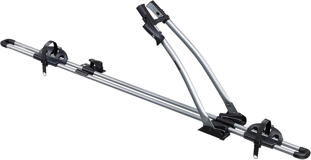 Thule EuroWay G2 Dachfahrradhalter, Rahmenhalterung, 80mm, Schnellspanner, abschließbar, Silber