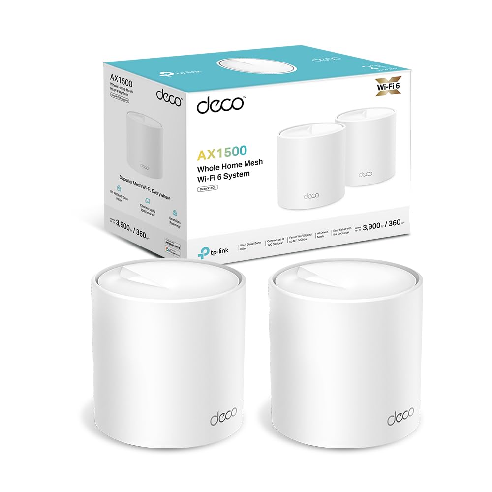 TP-Link Deco Mesh WiFi 6, Up to 1.5 Gbps, Pack of 3, Deco X1500