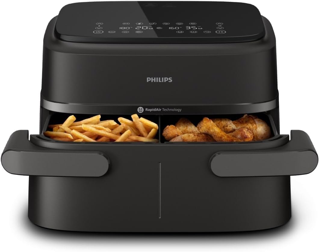 Philips 1000 Series NA154/00 Dual Basket Heißluftfritteuse 7,1L, 10 Funktionen, 2450W, Schwarz