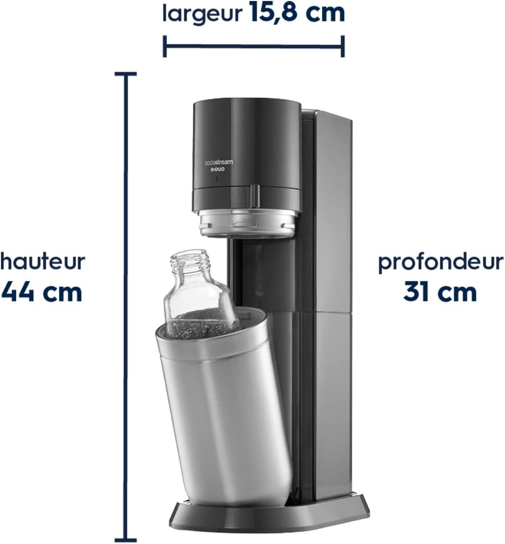 Sodastream DUO Soda Maker | 2 Bottles + 2 Glass + Cylinder | Black