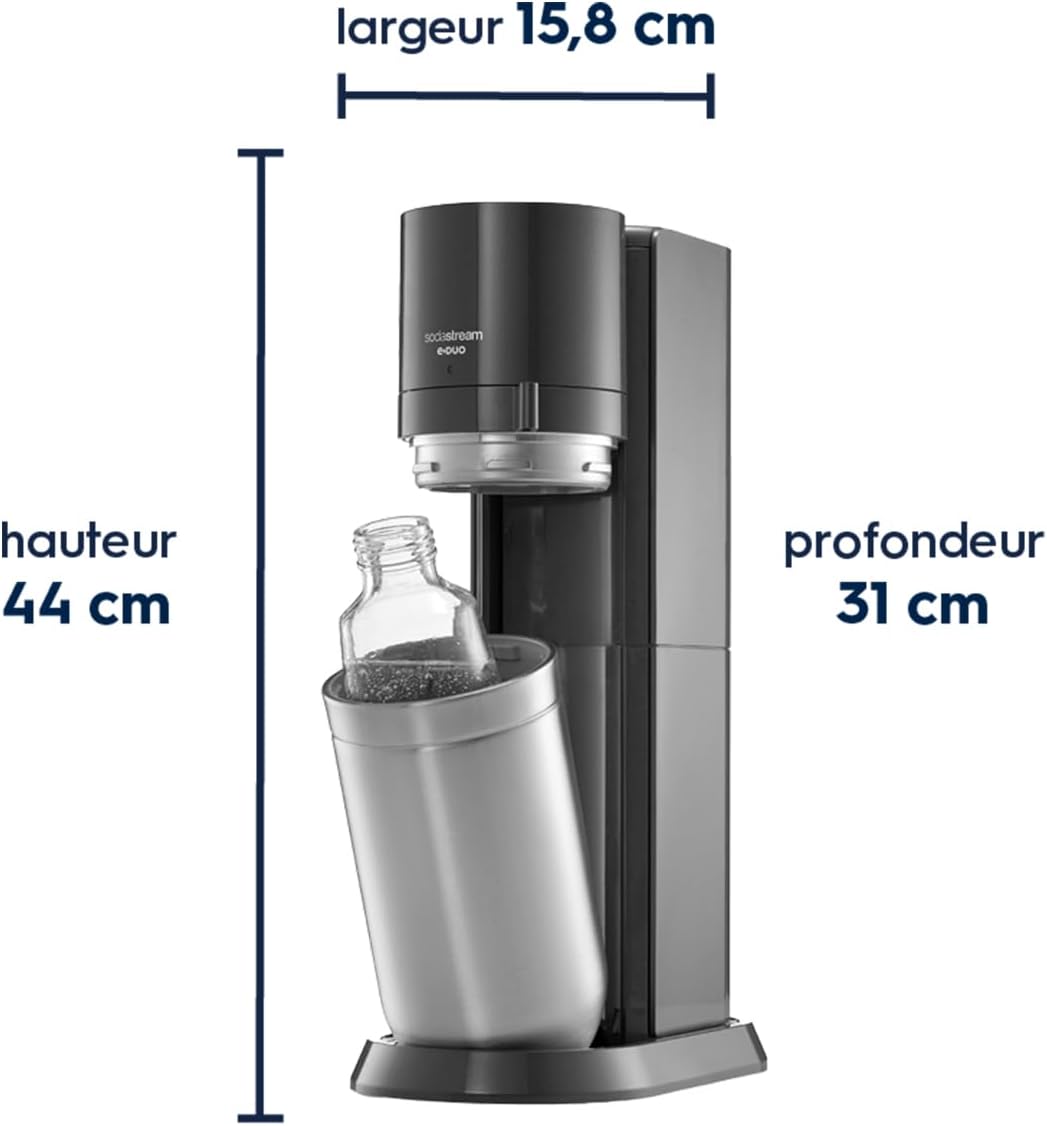 Sodastream DUO Soda Maker | 2 Bottles + 2 Glass + Cylinder | Black