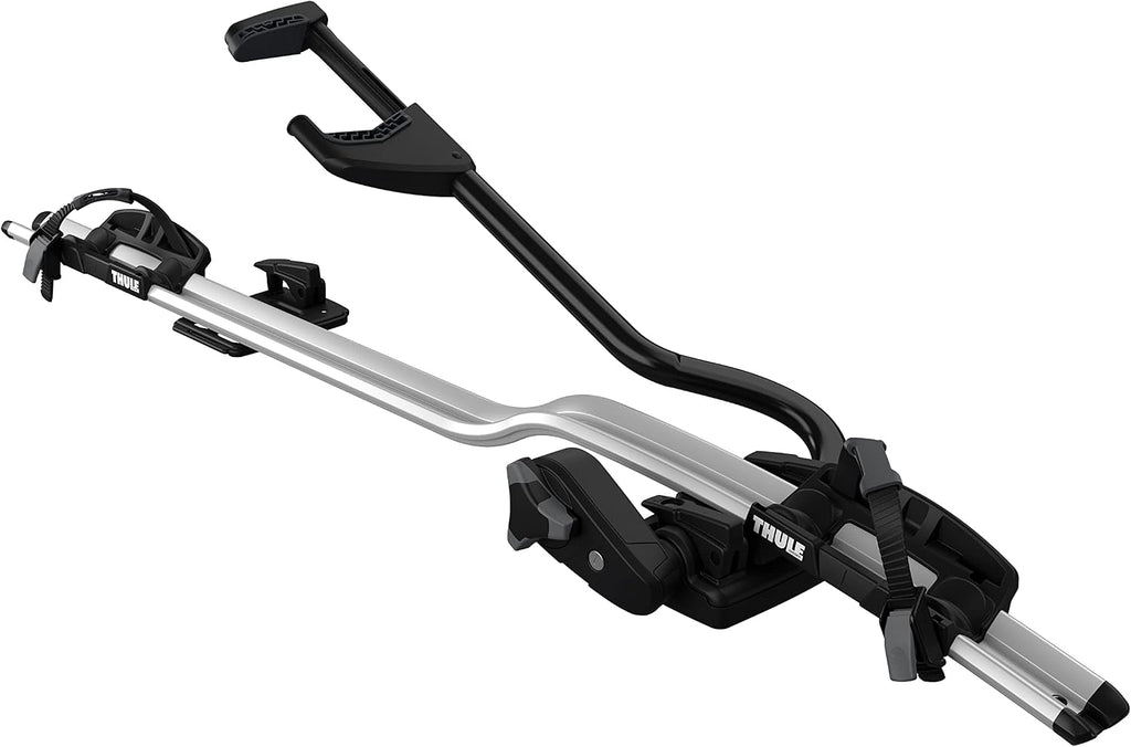 Thule 598001 Dachträger-Fahrradhalter, 20 kg, Rahmen- & Radhalterung, TÜV/GS, Schloss, Schwarz
