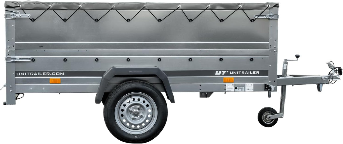 UNITRAILER Faltbarer Anhänger Garden Trailer 230 Kipp mit zusätzlichen Bordwänden, Stützrad und Flachplane