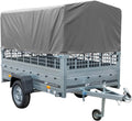 Garden Trailer 230 Hochplane 750 kg, Bügel grau, Autoanhänger mit Schutzgitter, Stützrad, Transportfläche 230cm x 125cm