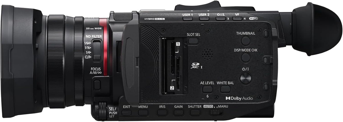 Panasonic HC-X1600E 4K 60p Professional Camcorder with 25mm Wide-Angle Lens, 24x Optical Zoom, 5-Axis Hybrid OIS, Wi-Fi, USB PD, Black