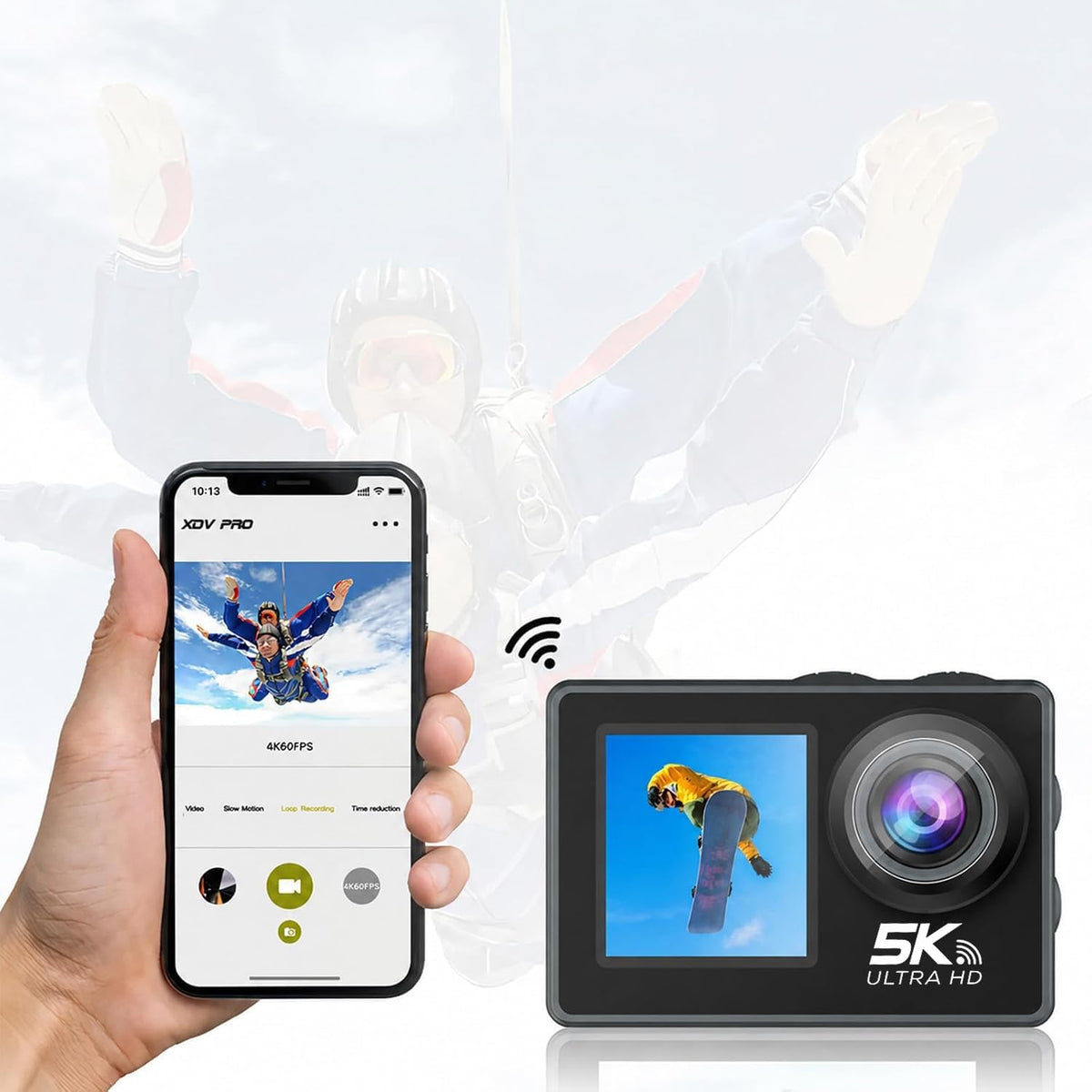 AONEGOLD Danxon 50MP Action Kamera 5K Dual Display EIS Stabilisierung 30m Wasserdicht mit Zubehör Grau