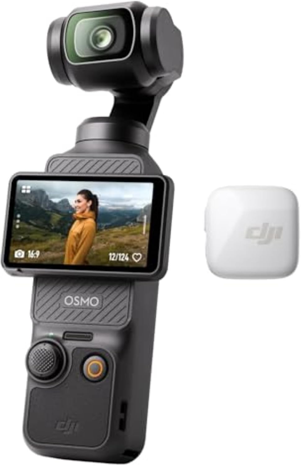 DJI Osmo Pocket 3 + Mic Mini Sender (Polarweiß), Vlogging Kamera, Wireless Mikrofon, Detailreicher Audio, OsmoAudio, Aktive Geräuschunterdrückung, Autom. Begrenzung