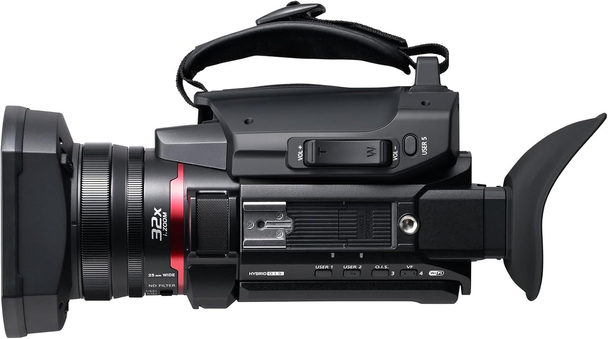 Panasonic HC-X1600E 4K 60p Professional Camcorder with 25mm Wide-Angle Lens, 24x Optical Zoom, 5-Axis Hybrid OIS, Wi-Fi, USB PD, Black