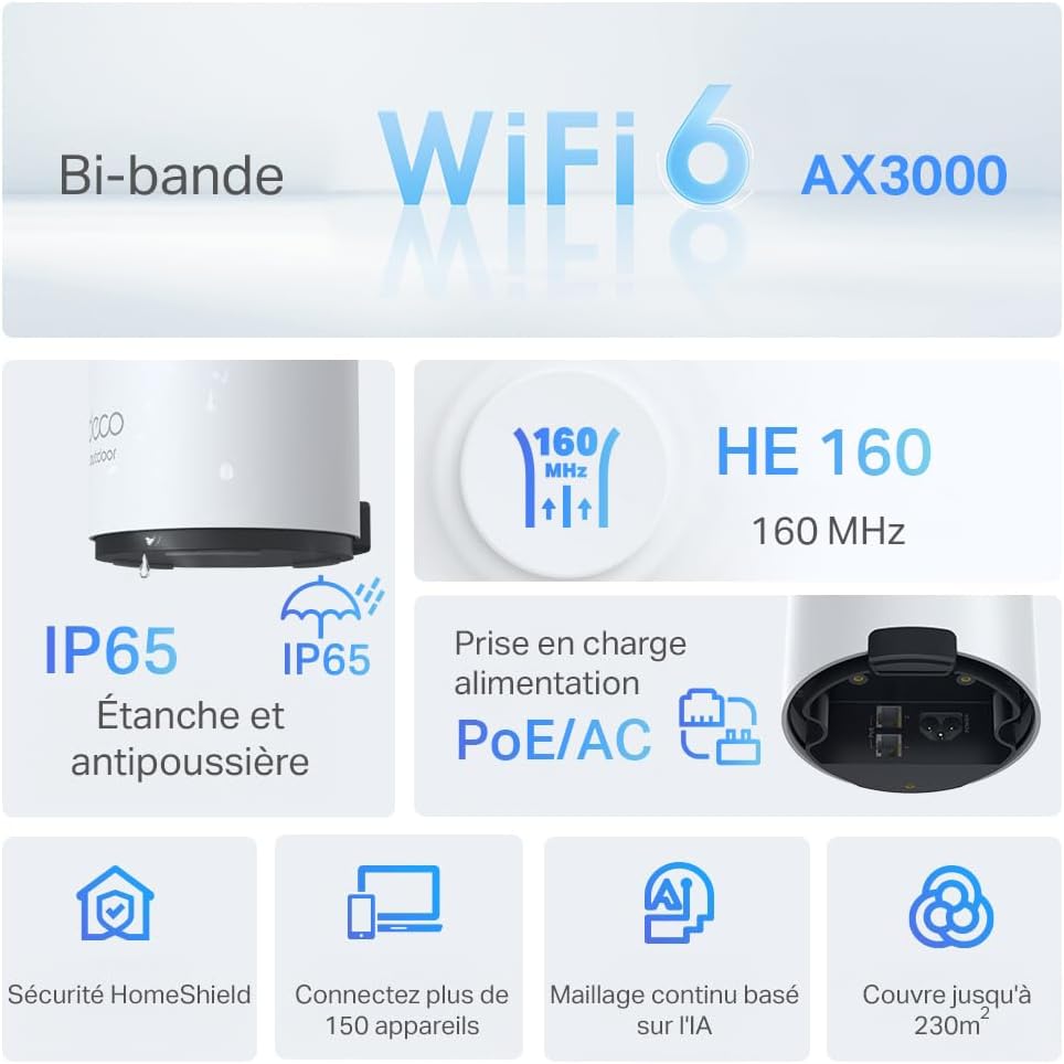TP-Link Deco X50-Outdoor, Mesh WiFi 6 AX3000 Outdoor, IP65, PoE