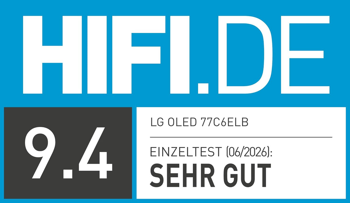 LG OLED77C6ELB 4K OLED Evo AI TV, 77 Zoll, α11 Gen3 Prozessor, webOS 26, 120Hz, VRR bis zu 165Hz, Modelljahr 2026, Energieklasse E
