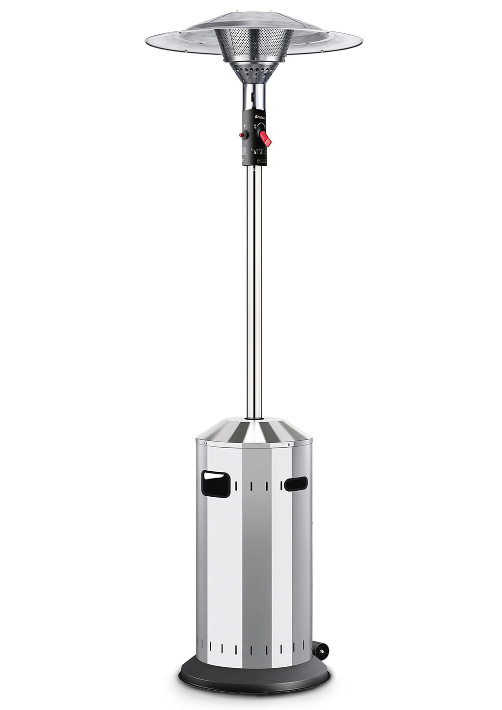 Enders Terrassenheizer Gas Elegance, Gas-Heizstrahler 9376, Heizpilz mit stufenloser Regulierung, Eco Plus Brenner, Transporträder, Umkippsicherung, Silber/Schwarz