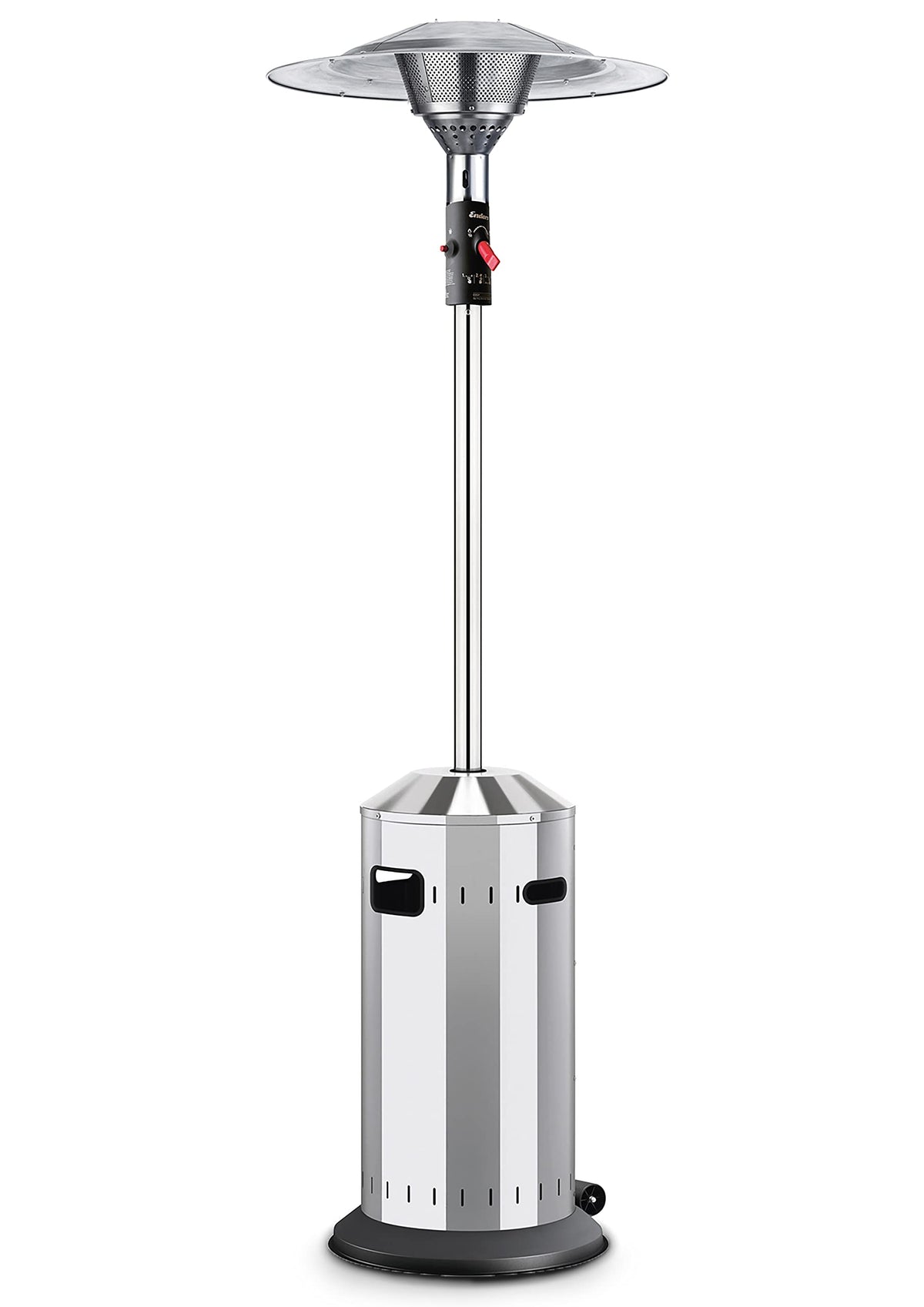 Enders Terrassenheizer Gas Elegance, Gas-Heizstrahler 9376, Heizpilz mit stufenloser Regulierung, Eco Plus Brenner, Transporträder, Umkippsicherung, Silber/Schwarz