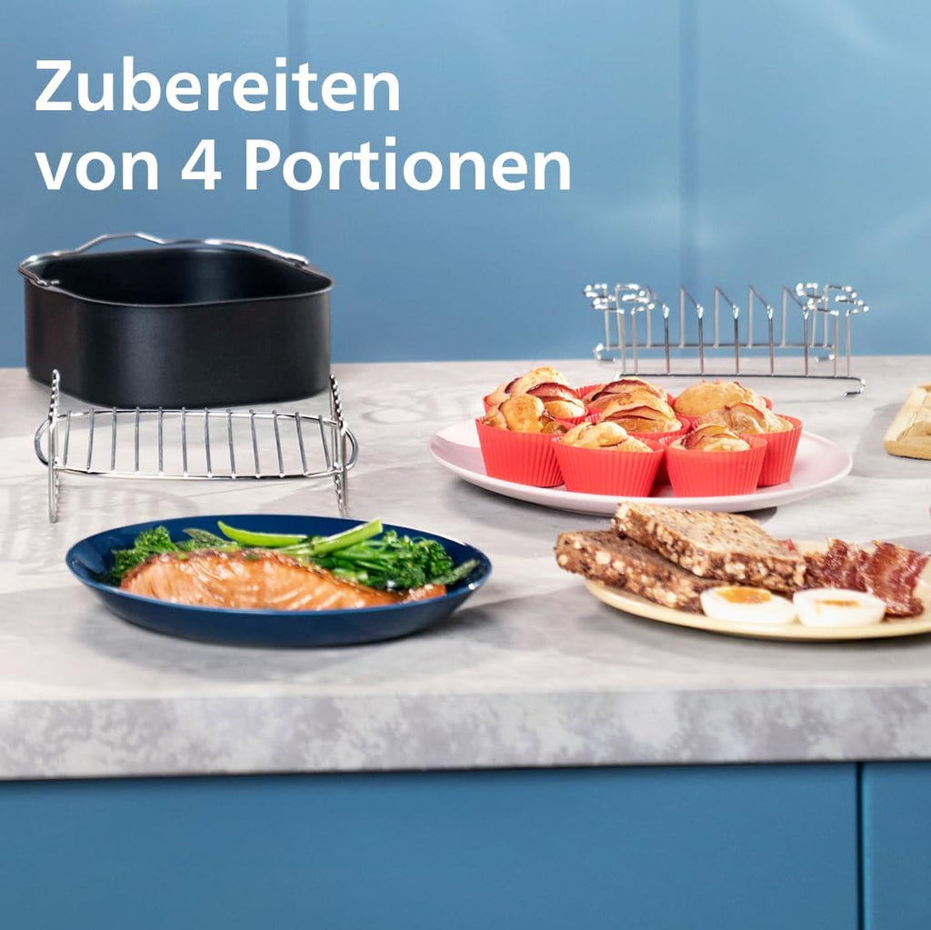 Philips Dual Basket 3000 NA350/00 Heißluftfritteuse 9L, 2 Körbe, 12 Funktionen, 2750W, Schwarz