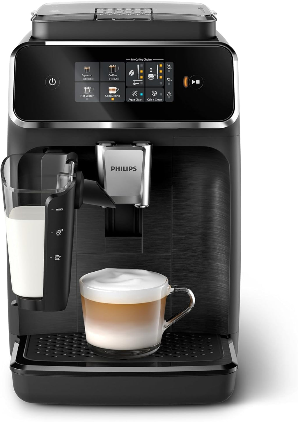 Philips 2300 Kaffeevollautomat: 4 Getränke, LatteGo, SilentBrew, Keramikmahlwerk, AquaClean Mattschwarz