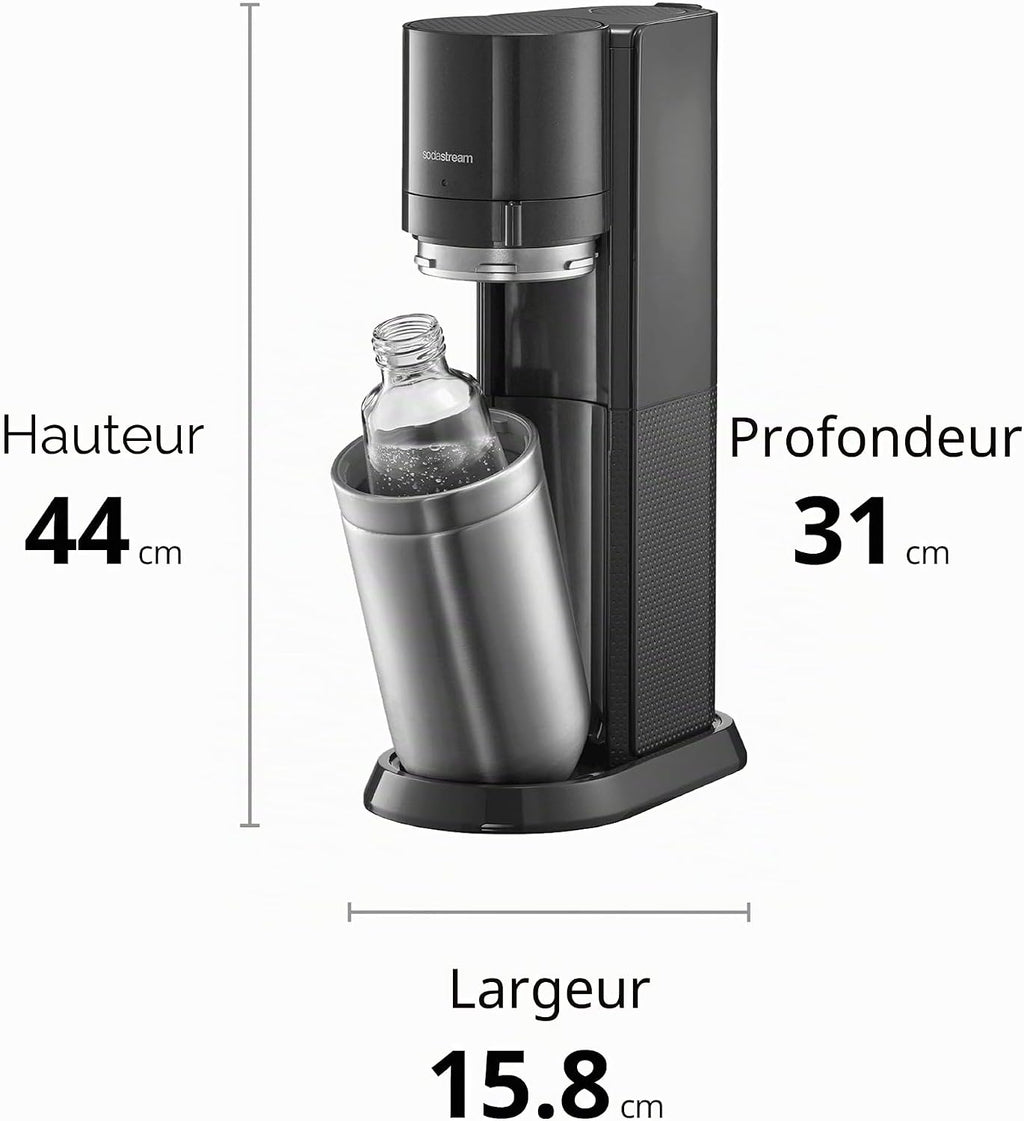 Sodastream DUO Soda Maker | 2 Bottles + 2 Glass + Cylinder | Black