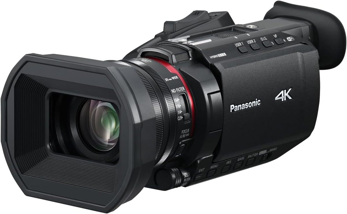 Panasonic HC-X1600E 4K 60p Professional Camcorder with 25mm Wide-Angle Lens, 24x Optical Zoom, 5-Axis Hybrid OIS, Wi-Fi, USB PD, Black