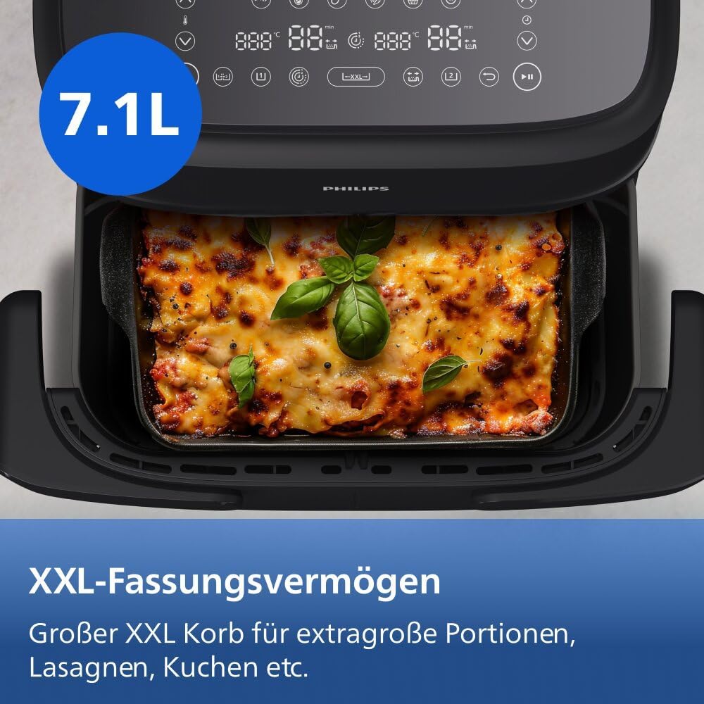 Philips 1000 Series NA154/00 Dual Basket Heißluftfritteuse 7,1L, 10 Funktionen, 2450W, Schwarz