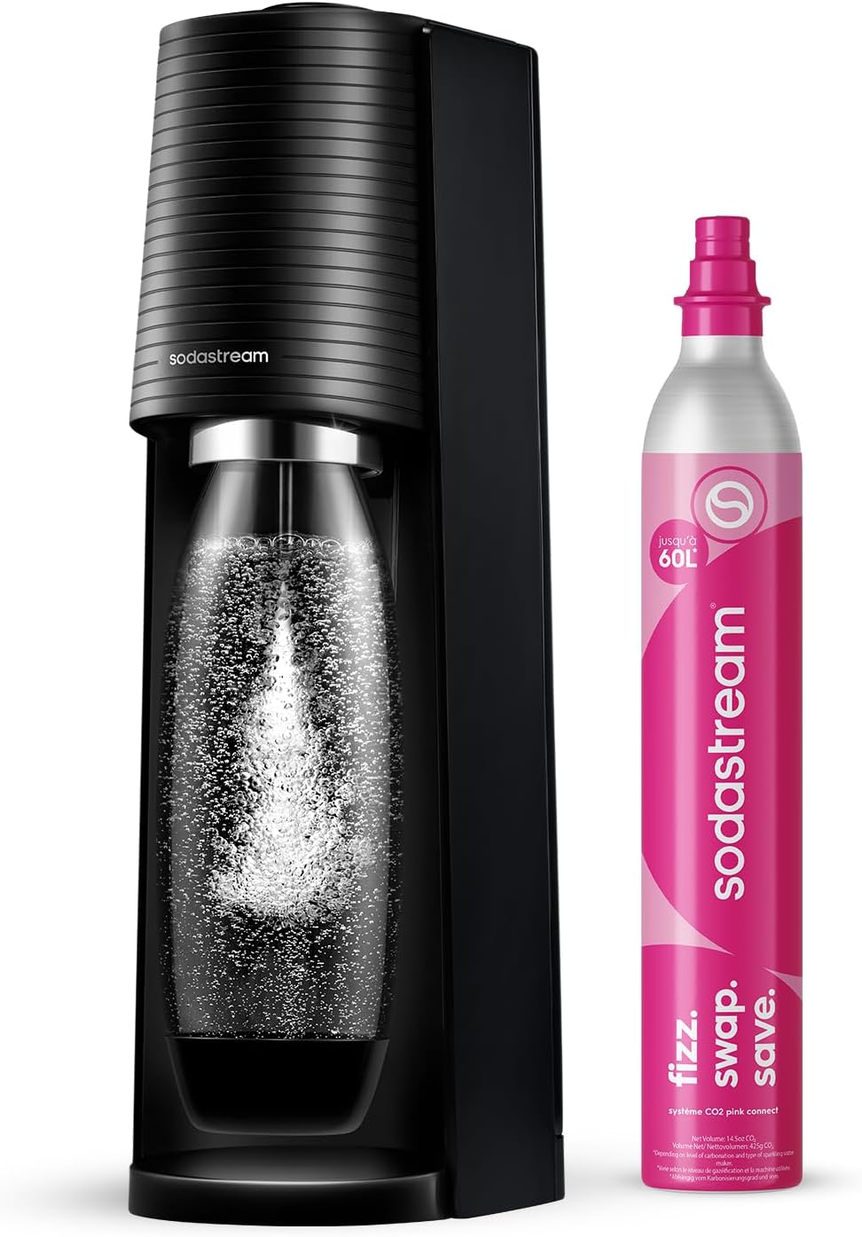 Sodastream Terra Soda Machine | 1 Bottle 1L + Cylinder 60L | Black