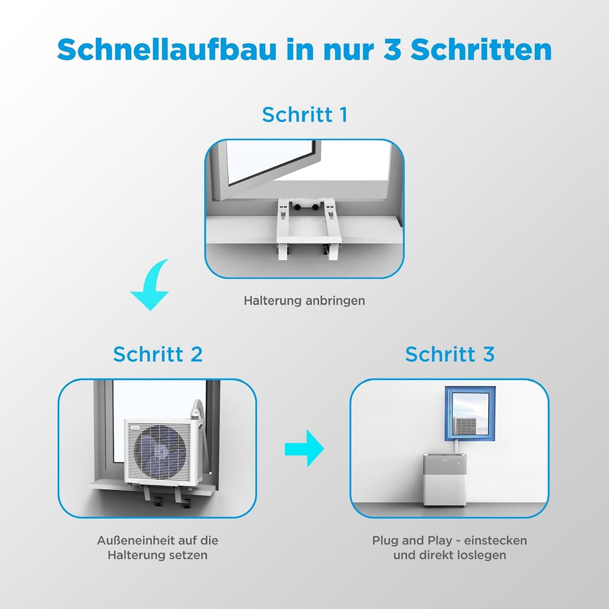 Midea Portasplit Mobile Wärmepumpe, Klimaanlage, Kühlen A++/Heizen A+, 12000 BTU 3, 5kW, für Räume bis zu 42 m² / 105 m³, nur 39 dB(A) im Silent-Modus