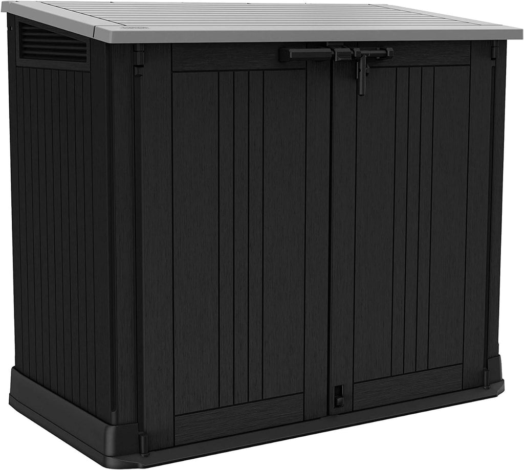 Keter Gartenhaus 249319, 880L, Holzoptik, UV-beständig, abschließbar, Dunkelgrau/Hellgrau