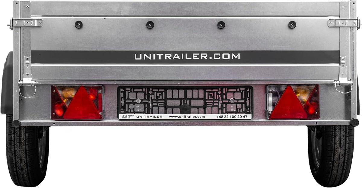UNITRAILER Auto Anhänger Garden Trailer 230 Kipp – PKW Anhänger 750KG, 230cm x 125cm Transportfläche, Robuste Struktur Aus Verzinktem Stahl, Klappbarer Deichsel