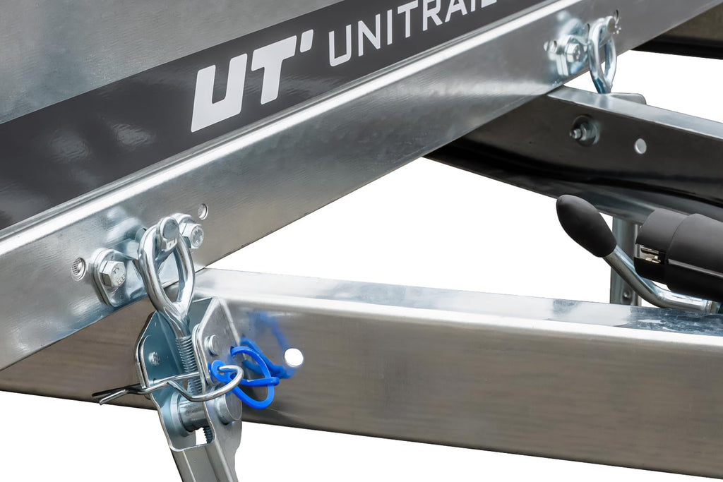 UNITRAILER Pkw Anhänger Kipper 230x125 Garden Trailer 230 Kipp, 750 kg Auto Anhänger mit Stützrad und zusätzlichen Bordwänden, idealer Autoanhänger 750kg
