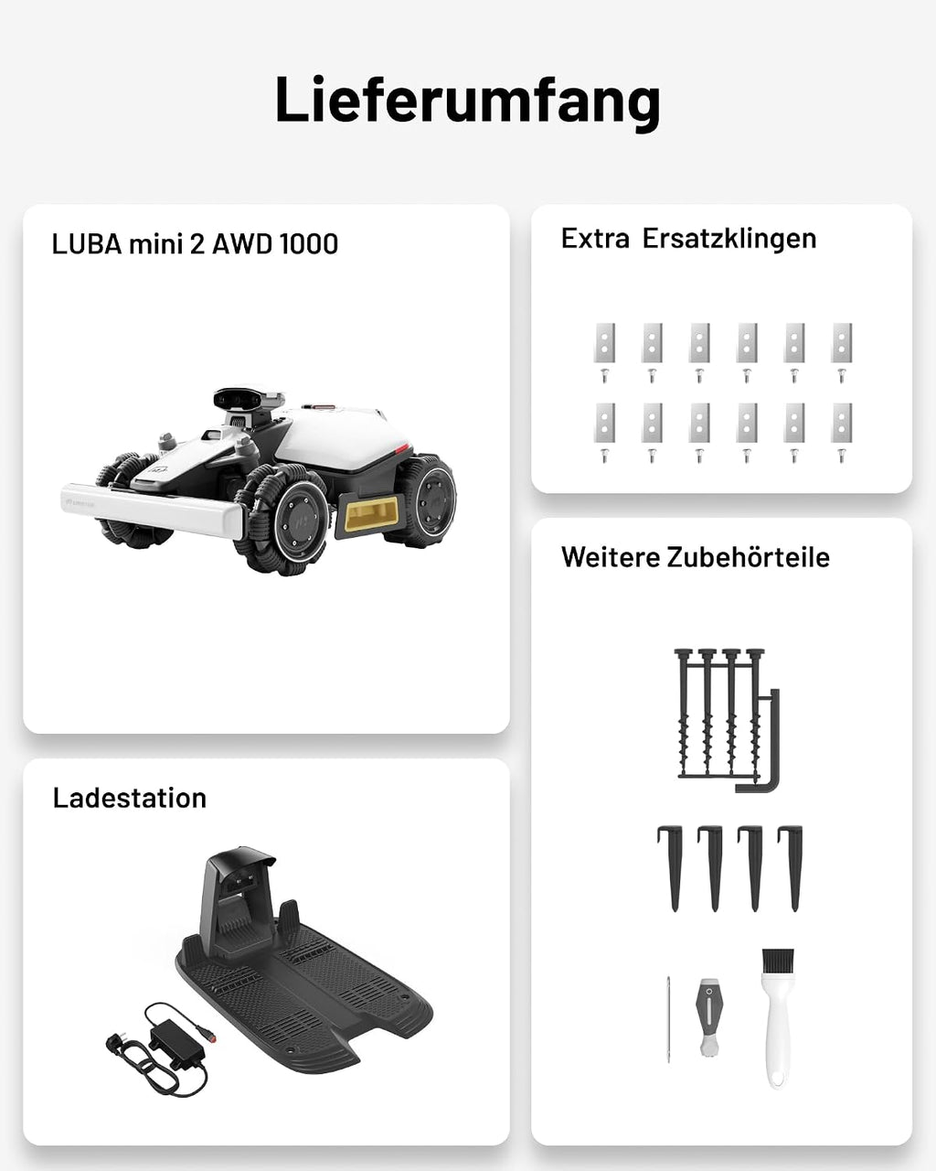MAMMOTION LUBA mini 2 AWD 1000 Mähroboter ohne Begrenzungskabel+Garage Std.