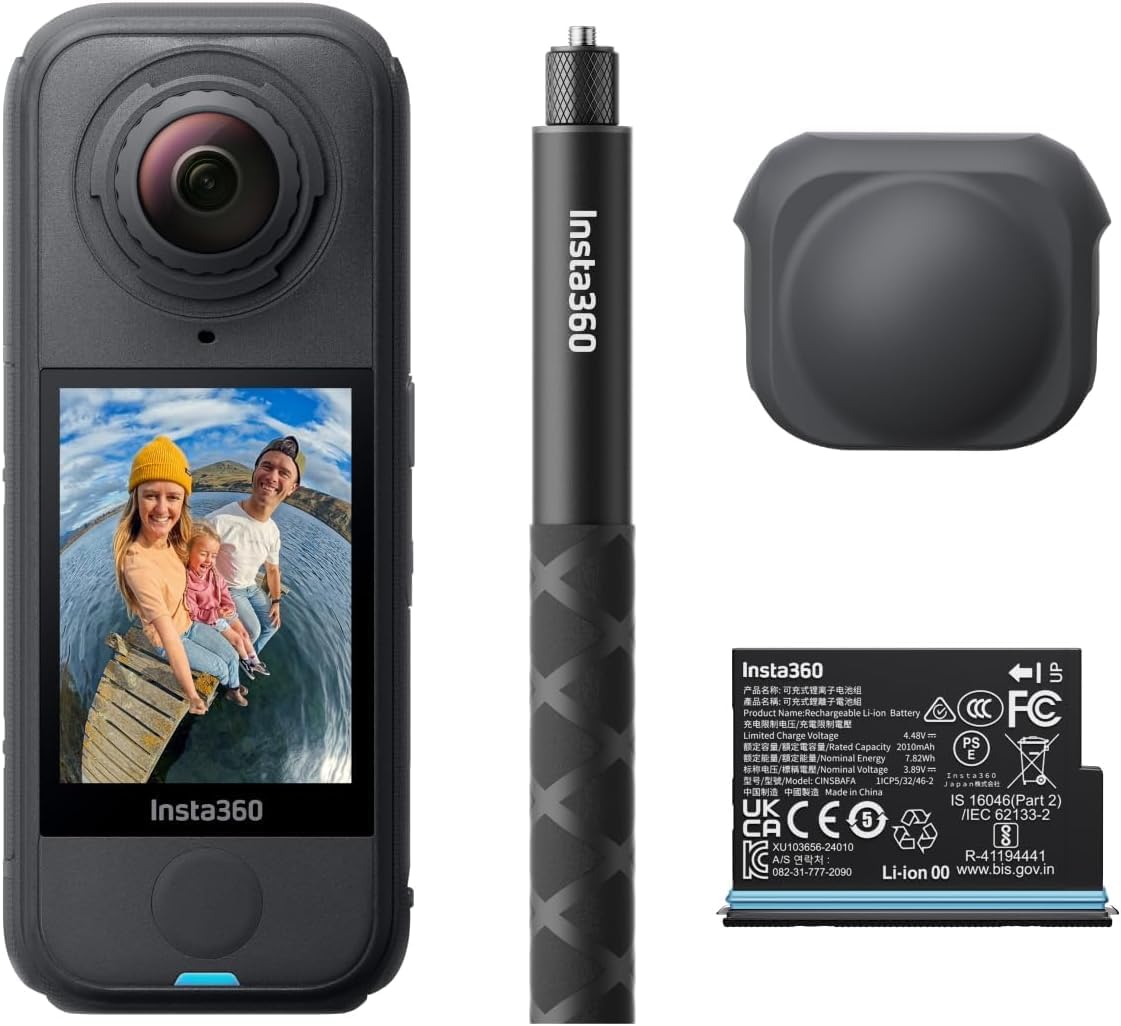 Insta360 X4 Air, 8K 360° Camera 165g Lightweight Invisible Selfie Stick, Change Lenses, Record & Then Align, AI-Powered App, FlowState Stabilization, Integrated Wind Protection, Starter Bundle