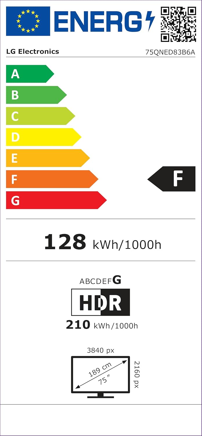 LG 75QNED83B6A TV 75 Zoll (190 cm) 4K QNED evo Mini LED AI TV (α8 Gen3 4K AI Prozessor, webOS 26, 120Hz (VRR bis zu 144Hz)) [Modelljahr 2026] [Energieklasse F]