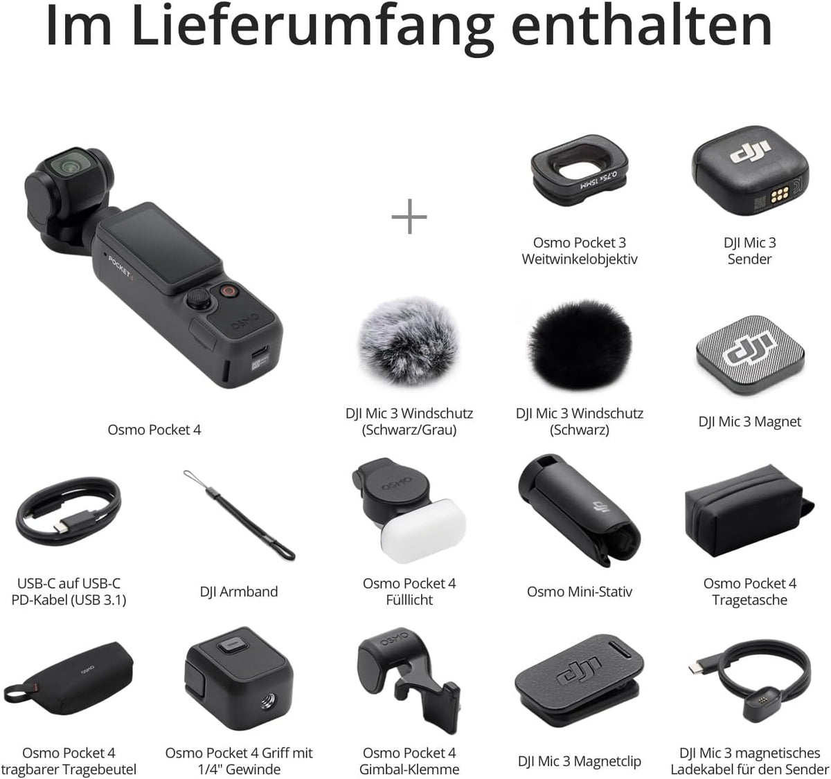 DJI Osmo Pocket 4 Kreativ Combo, Pocket Gimbal Vlog Kamera