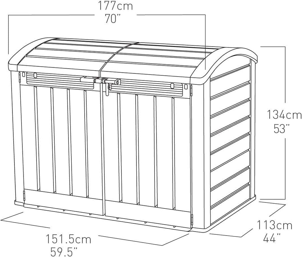Keter Mülltonnenbox Store it Out Ultra, Holzoptik, Kunststoff, für 2X 360 Liter Mülltonnen, beige/braun