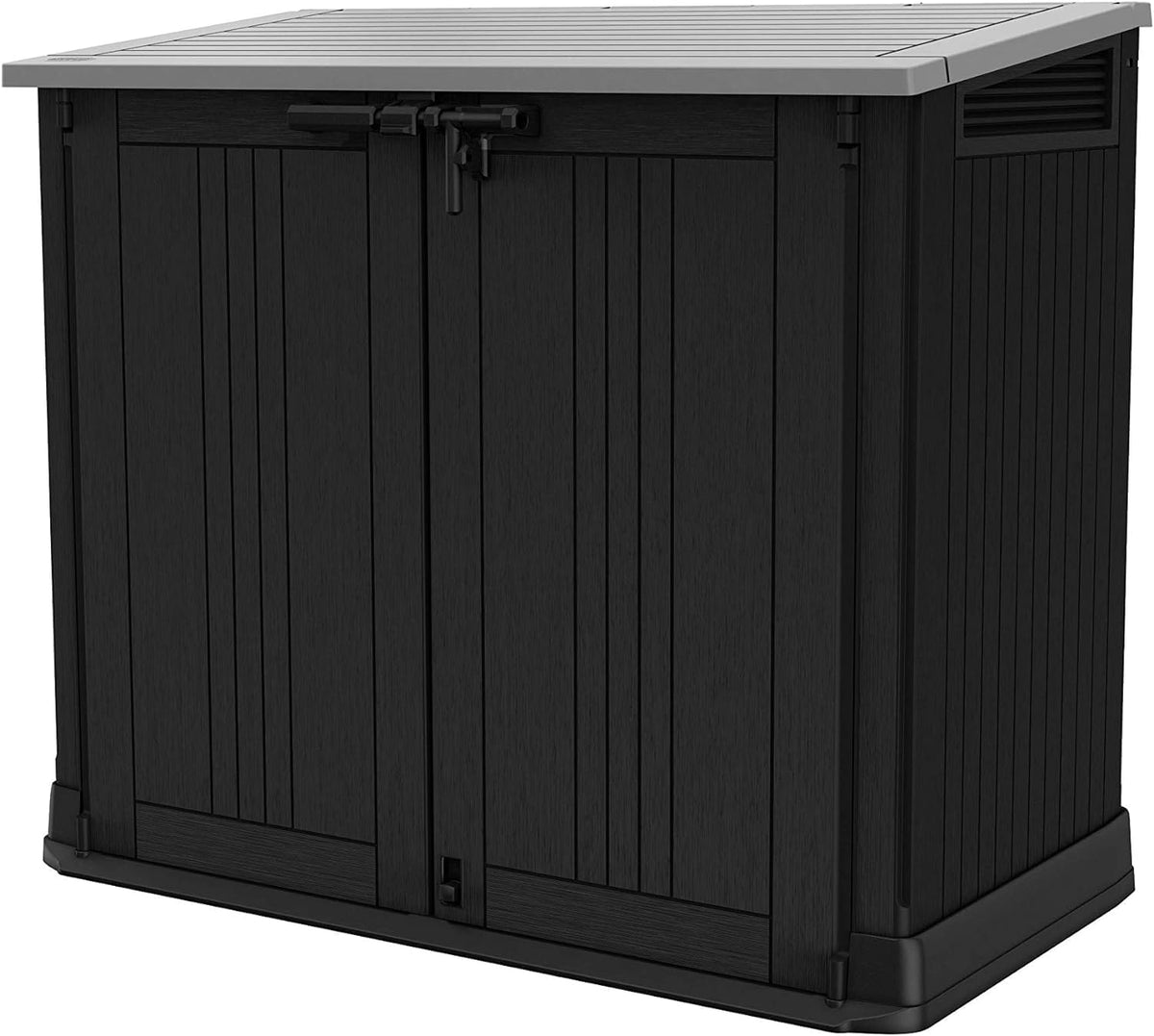Keter Gartenhaus 249319, 880L, Holzoptik, UV-beständig, abschließbar, Dunkelgrau/Hellgrau