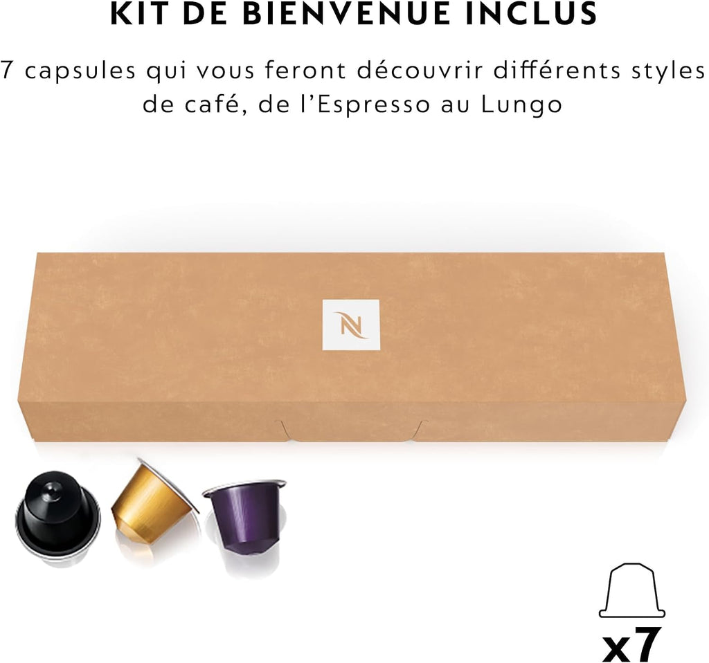 De'Longhi Nespresso Inissia EN80.CW, Automatic Coffee Machine, Single Cup Capsule Machine, Welcome Set Included, Compact Design, 19 Bars, 1260W, Vanilla Cream