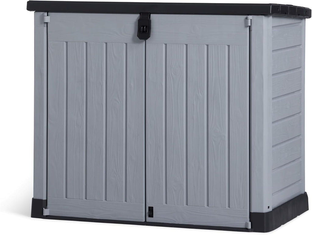 Keter Store-it-out Pro Mülltonnenbox, 145.5x82x123cm, Robuste Abfallbehälter-Lösung, 1200L, Wetterfest, Grau/Schwarz, UV-beständiges Polypropylen, Abschließbar