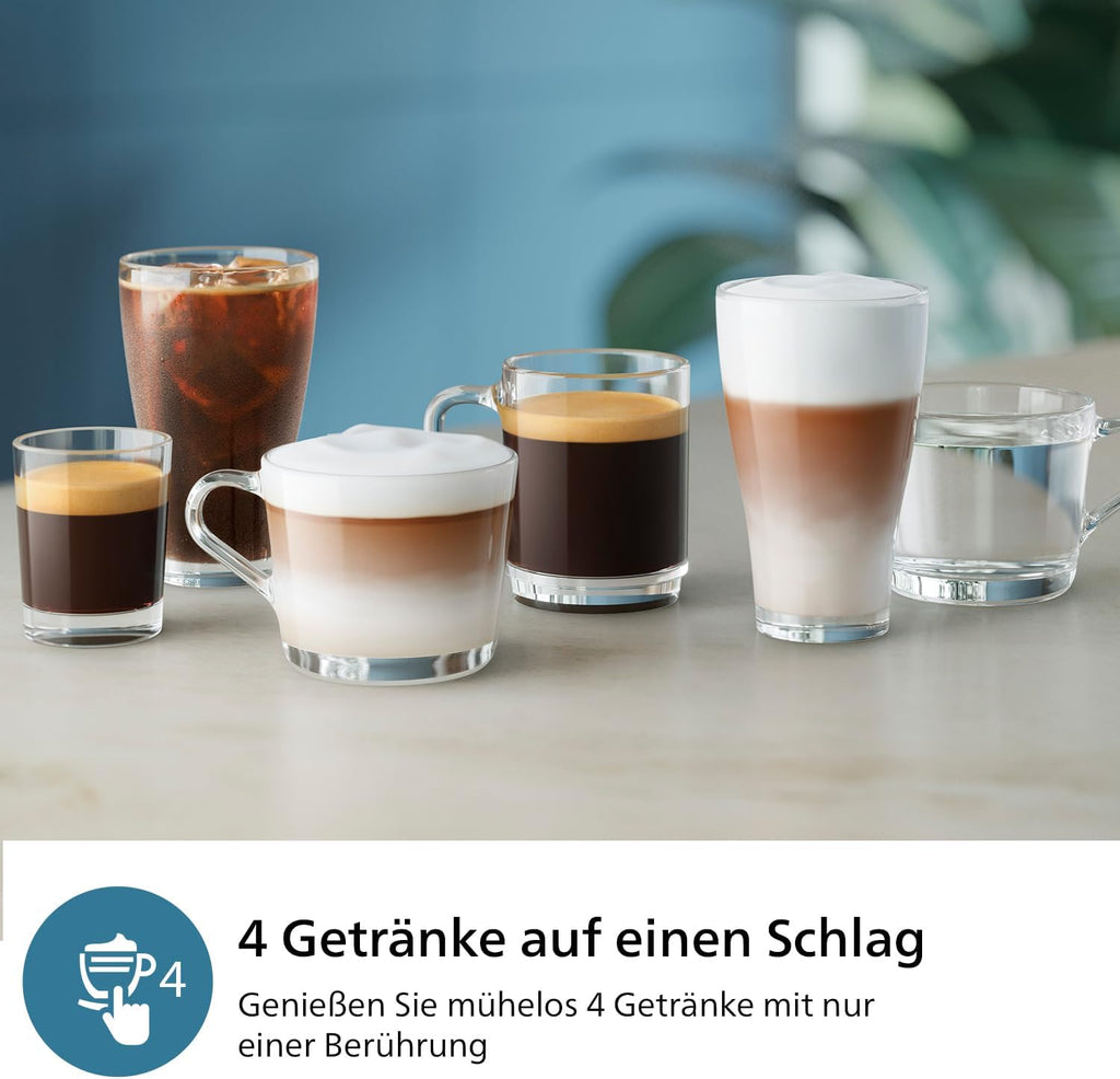 Philips 2300 Kaffeevollautomat: 4 Getränke, LatteGo, SilentBrew, Keramikmahlwerk, AquaClean Mattschwarz