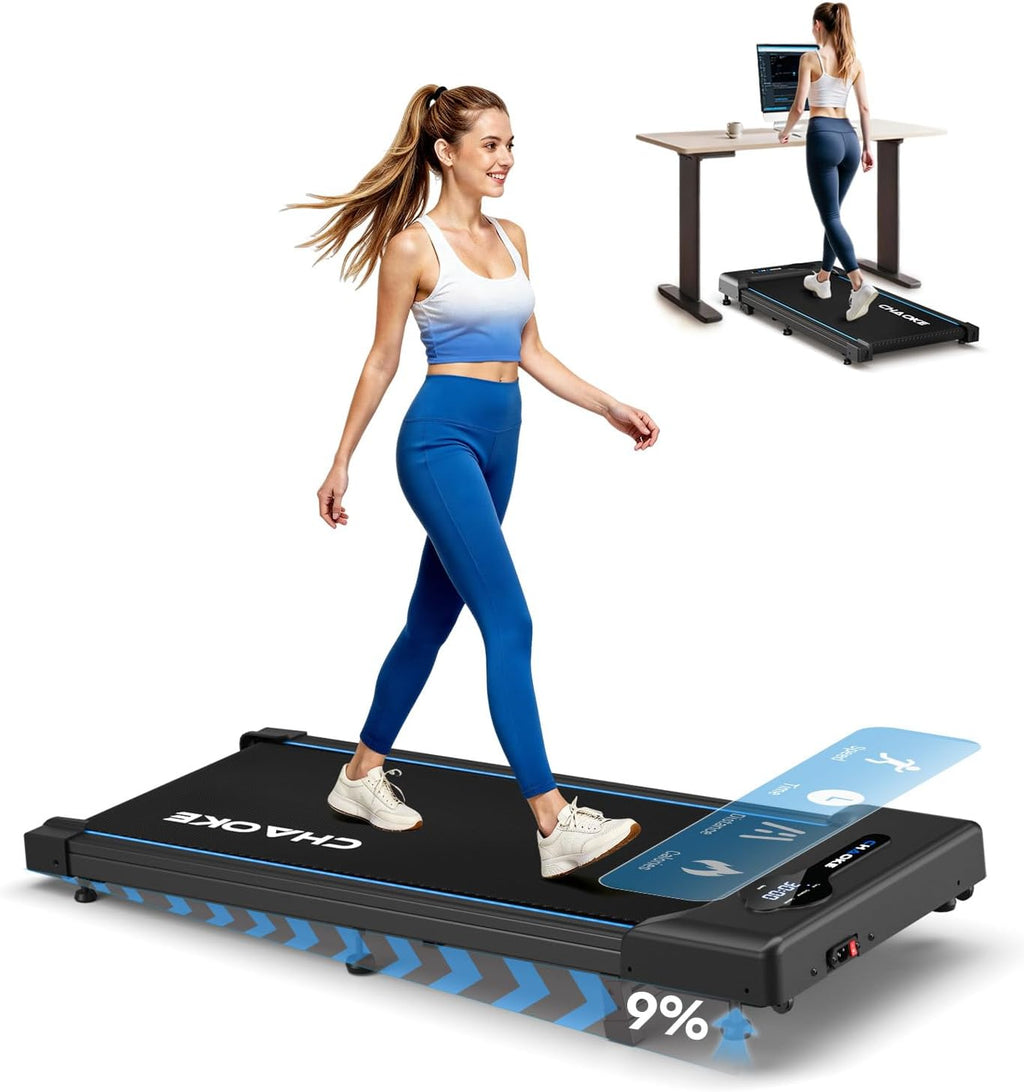 CHAOKE Walking Pad Laufband mit 9% Steigung, 10 km/h Schreibtischlaufband für Zuhause und Büro, 2,75 PS leiser Motor, Bis zu 150 kg Belastbarkeit, 12 HIIT-Programmen und Fernbedienung