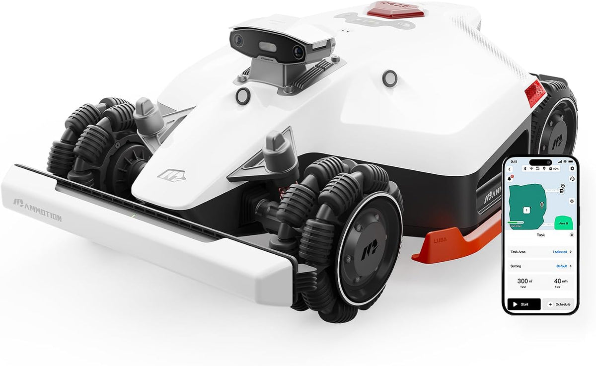 MAMMOTION LUBA 2 AWD 5000X Mähroboter ohne Begrenzungskabel, NetRTK+Vision, Keine RTK-Antenne erforderlich, Auto-Kartierung, Empf. 5000m², Max. 6000m², mit 4G-Modul, 80% Steigung